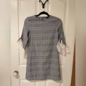 3/4 sleeve plaid mini dress - Zalora XS